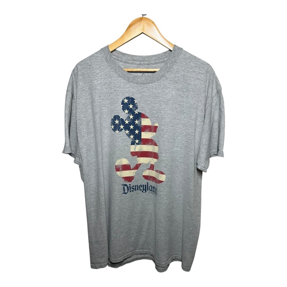 Disney Men's XL Grey Mickey Mouse American Flag Graphic T-Shirt